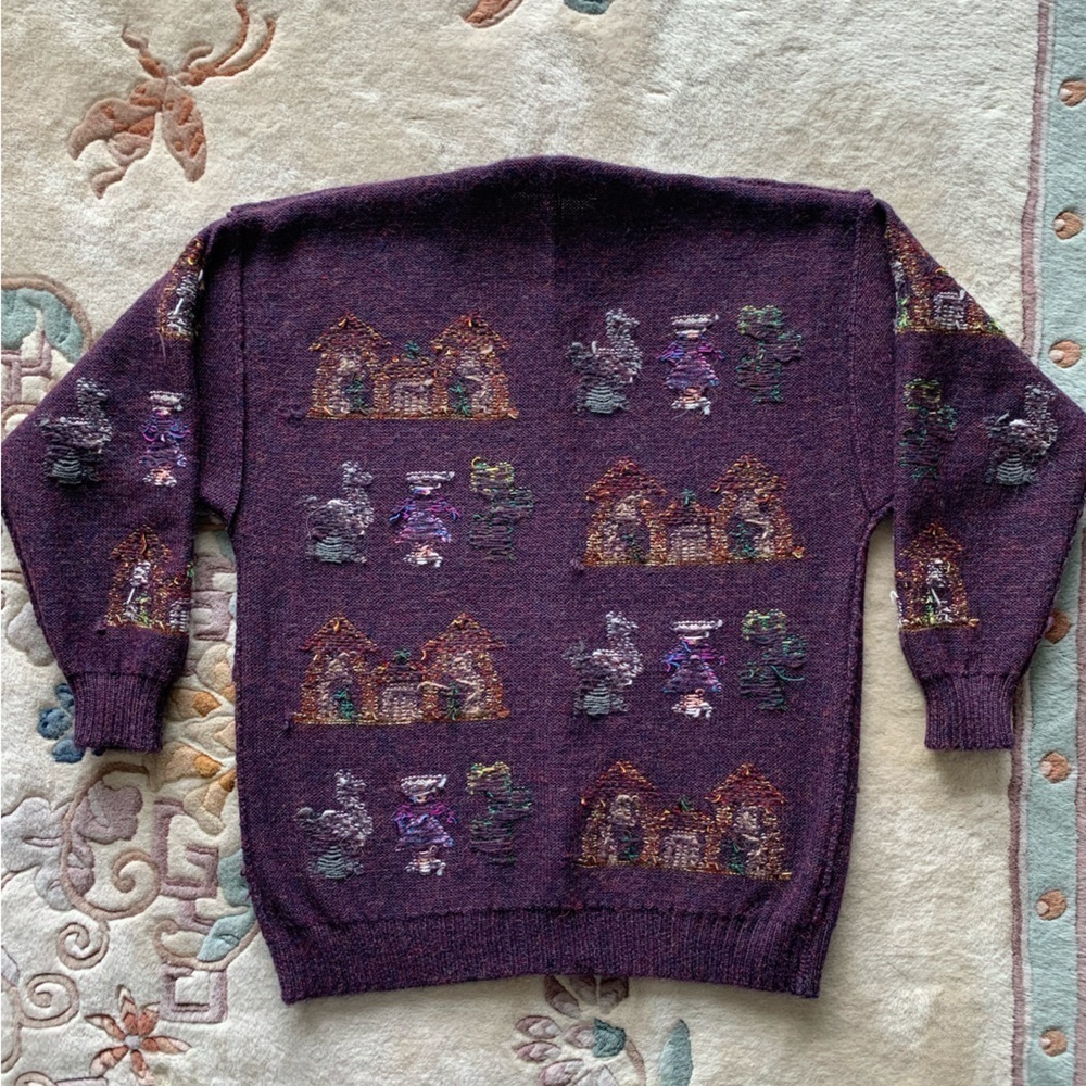 BABY ALPACA Women’s Medium Purple Knit Button Down Cardigan - Picture 8 of 15